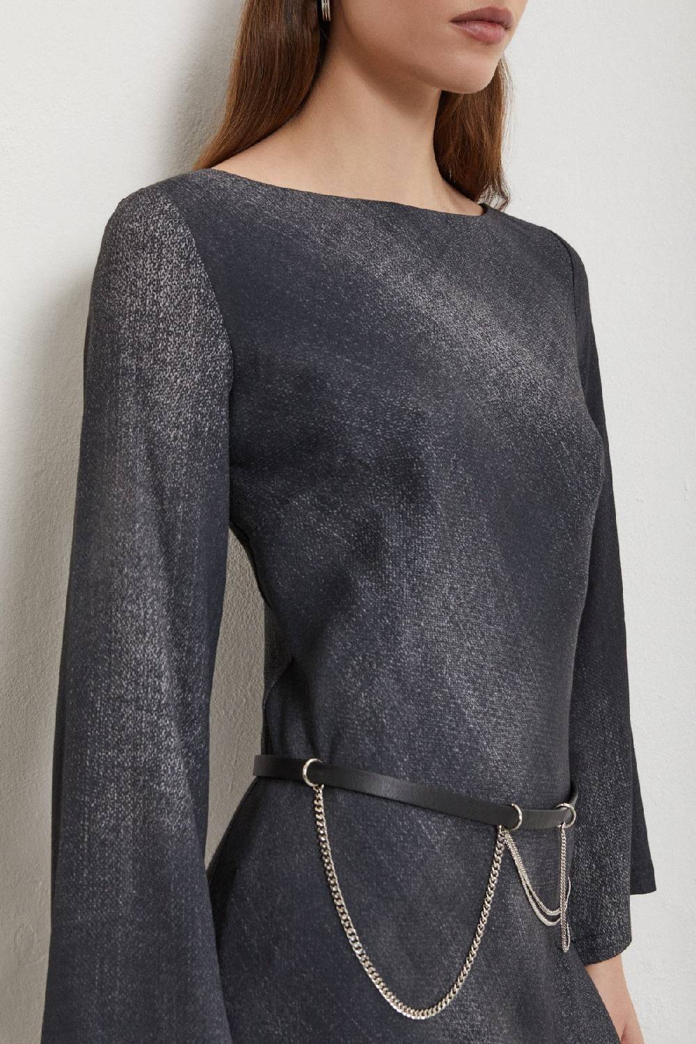 Ottod'Ame Viscose Midi Dress With Wide Sleeve