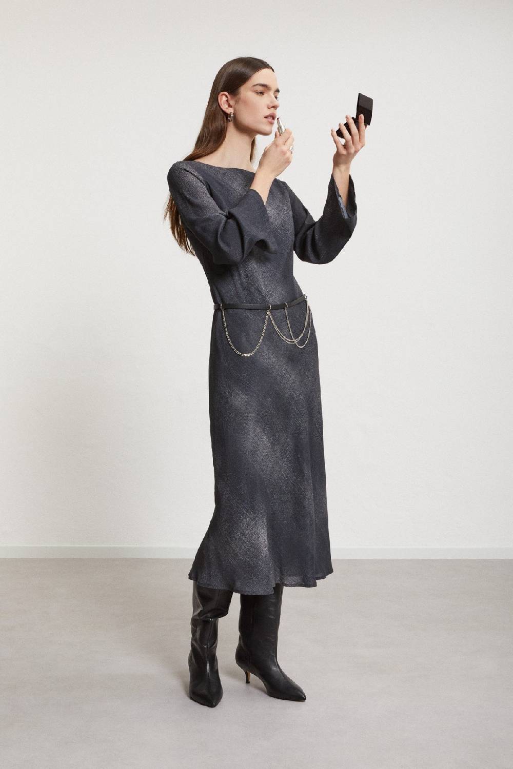 Ottod'Ame Viscose Midi Dress With Wide Sleeve
