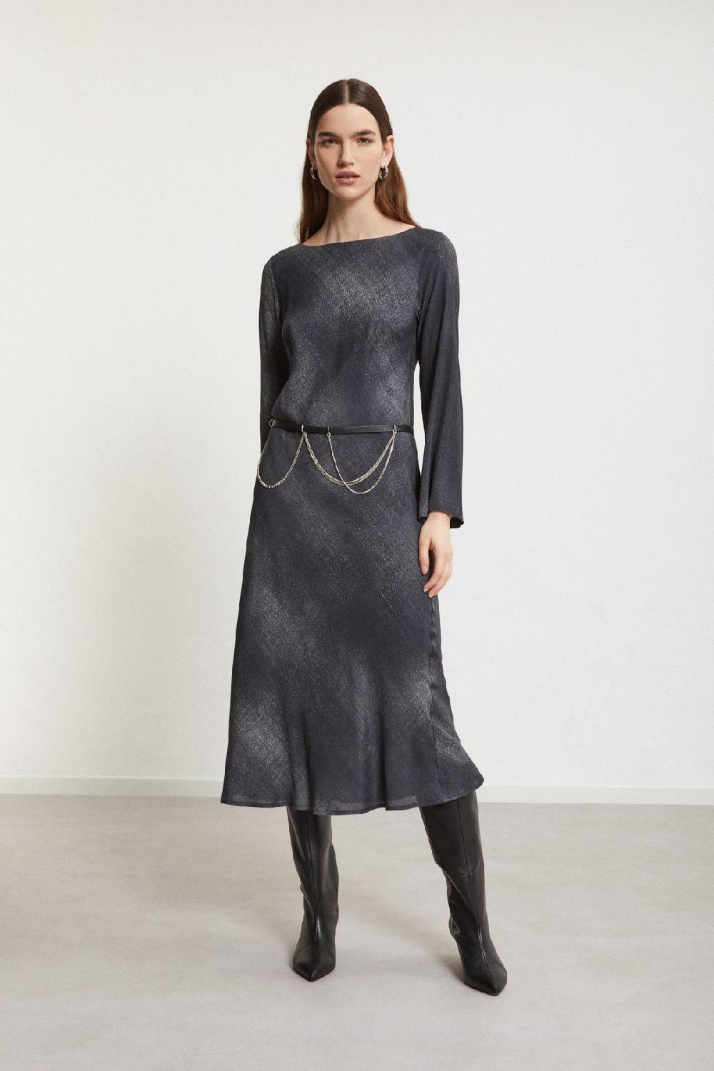 ottod'Ame Viscose midi dress with wide sleeve
