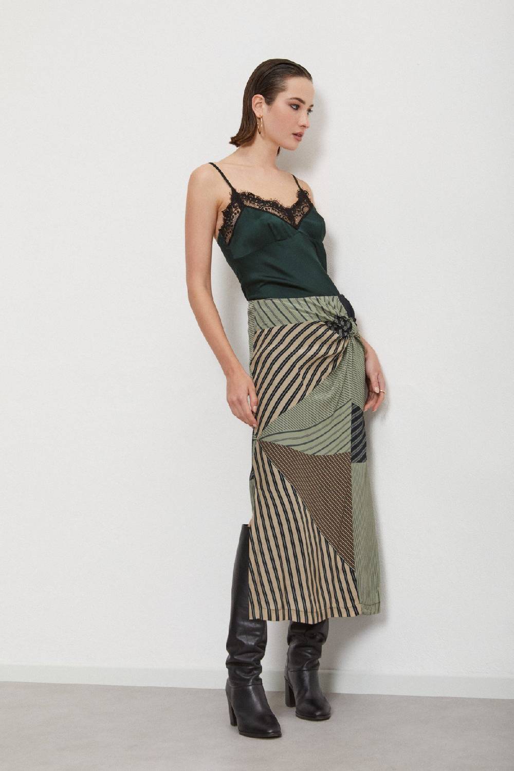 Ottod'Ame Viscose Midi Skirt With Knot