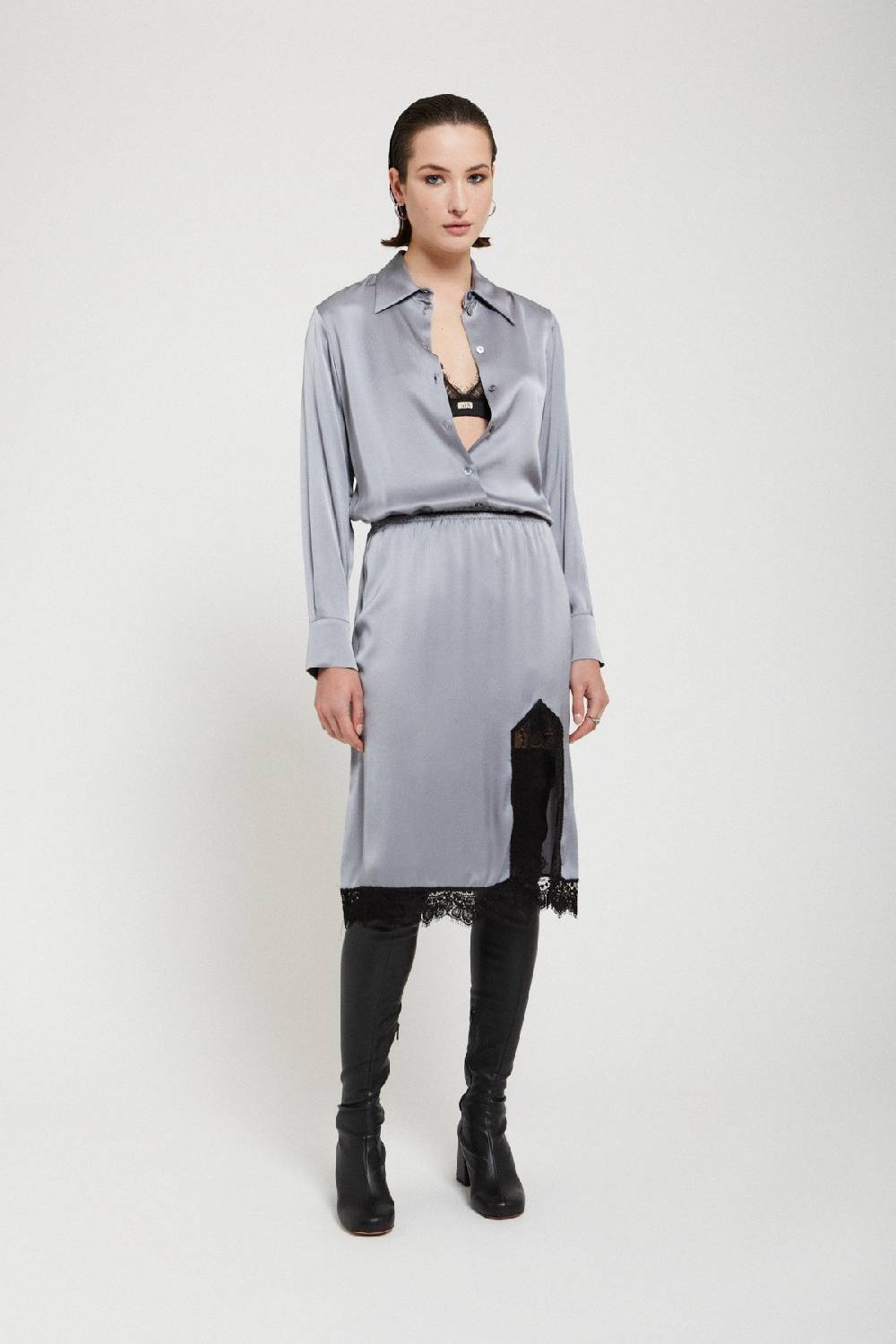 ottod'Ame Viscose midi skirt with lace