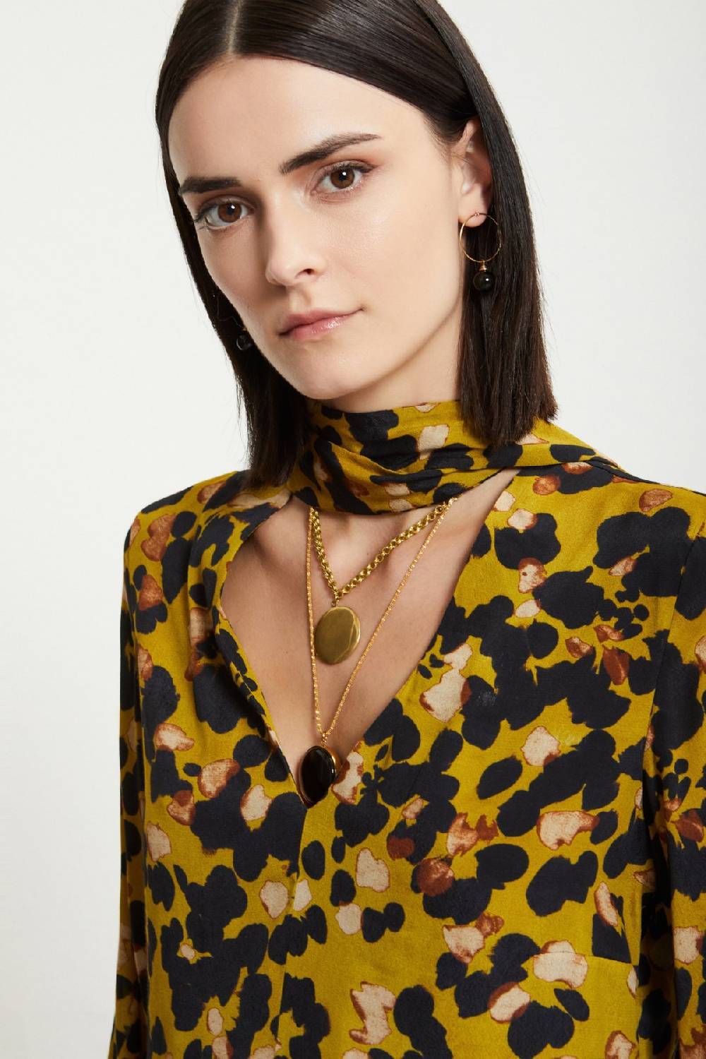 Ottod'Ame Viscose Short Dress With Scarf Neck