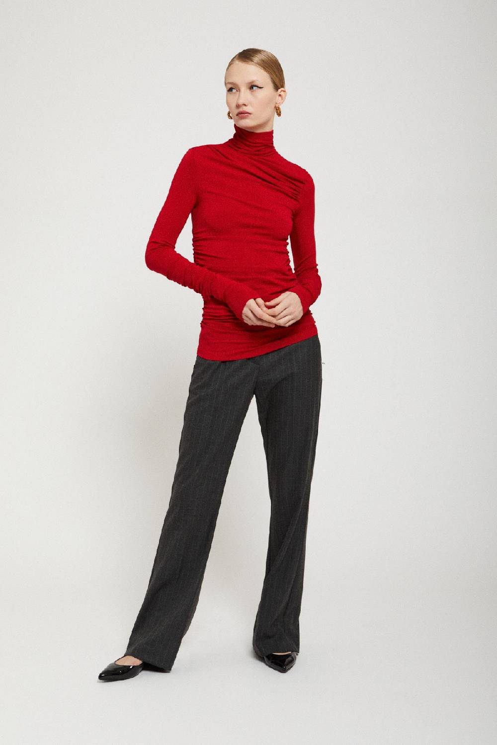ottod'Ame Viscose turtleneck t-shirt with pleats