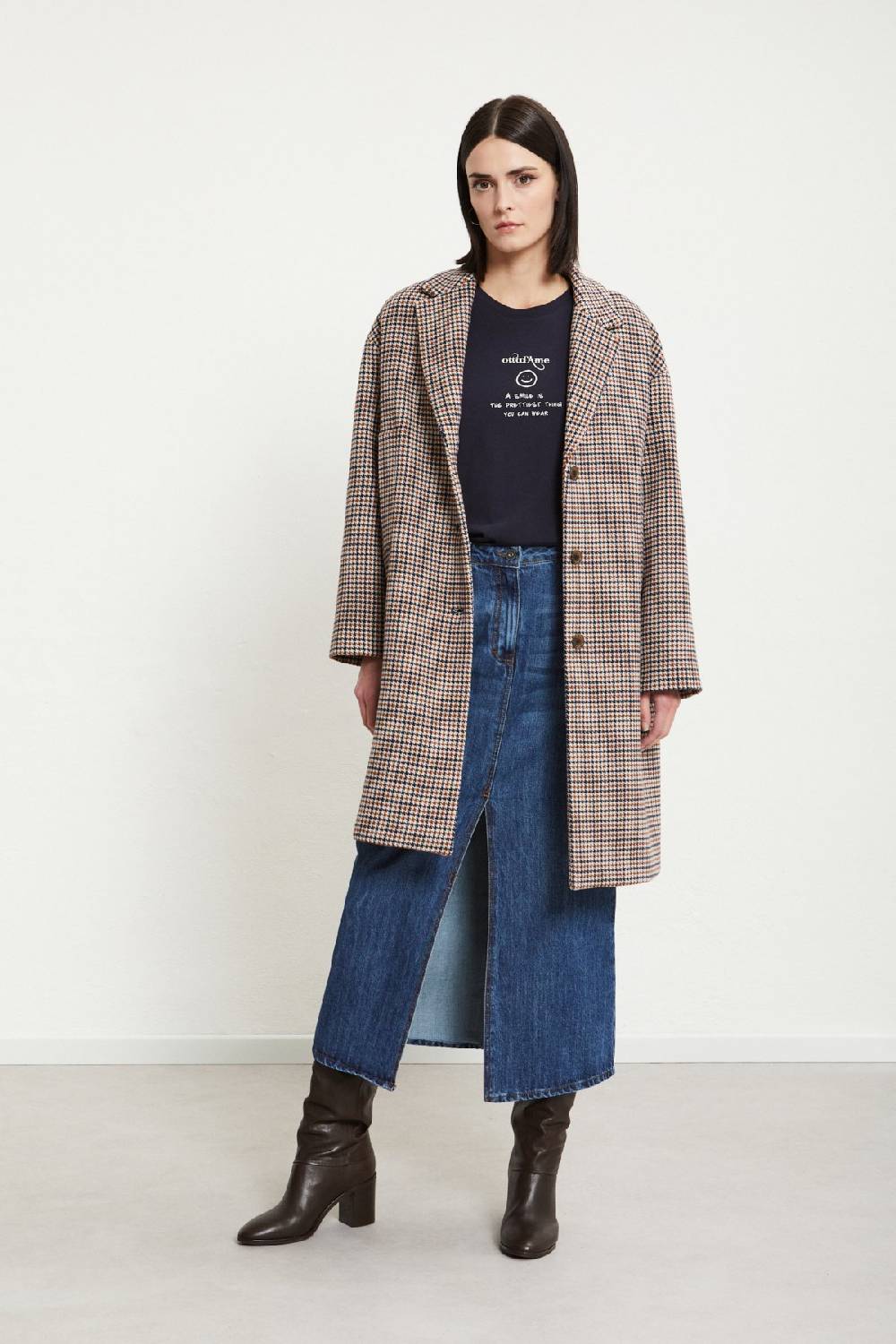 ottod'Ame Wool-blend check coat