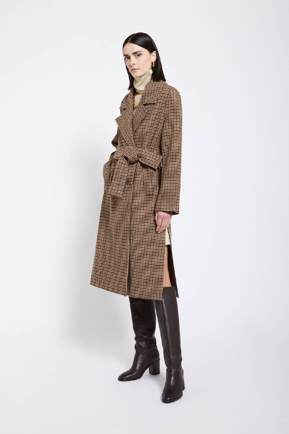 Ottod'Ame Wool-blend Check Coat With Lapels