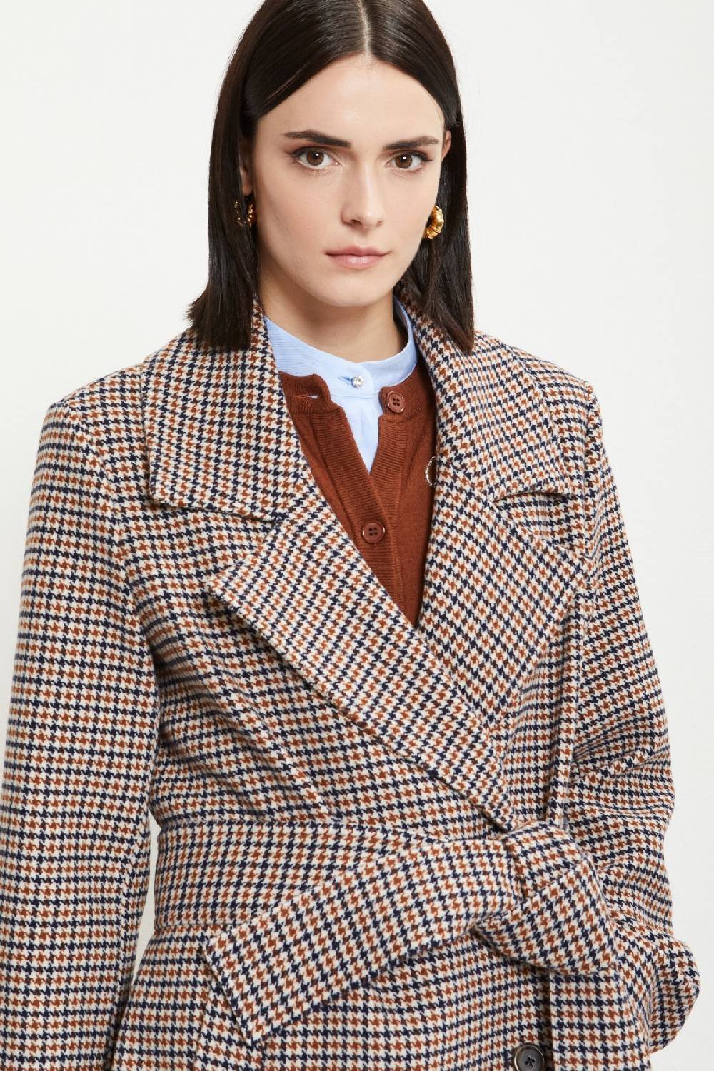 Ottod'Ame Wool-blend Check Coat With Lapels