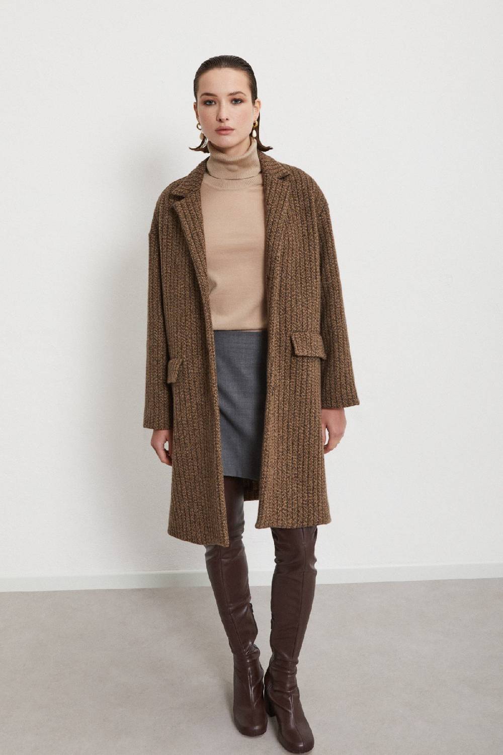 ottod'Ame Wool-blend coat with 3 buttons