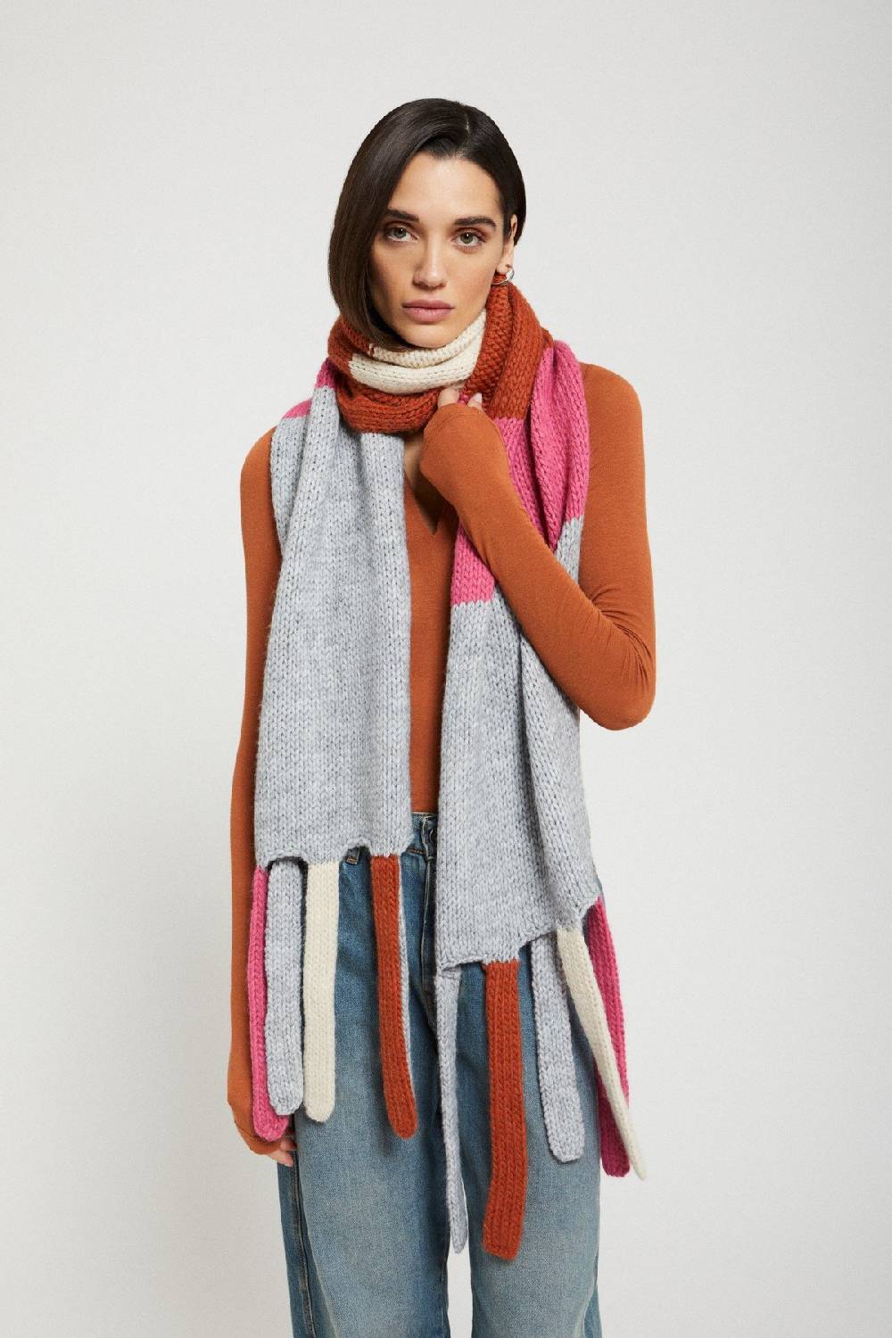 Ottod'Ame Wool Blend Scarf With Long Fringes