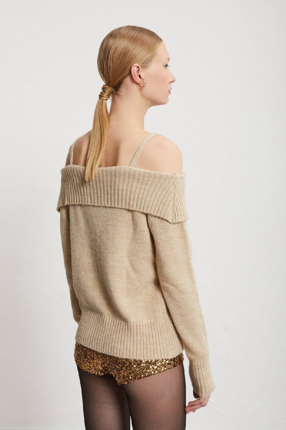 Ottod'Ame Wool Blend Sweater With Bare Shoulders