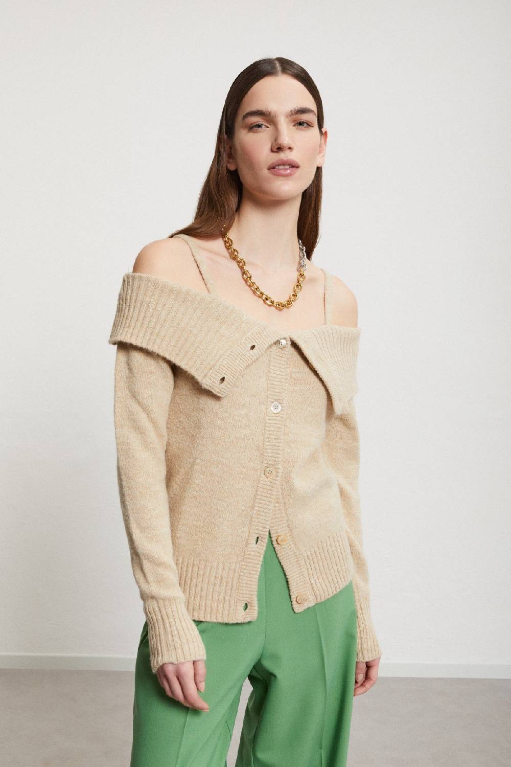 Ottod'Ame Wool Blend Sweater With Bare Shoulders