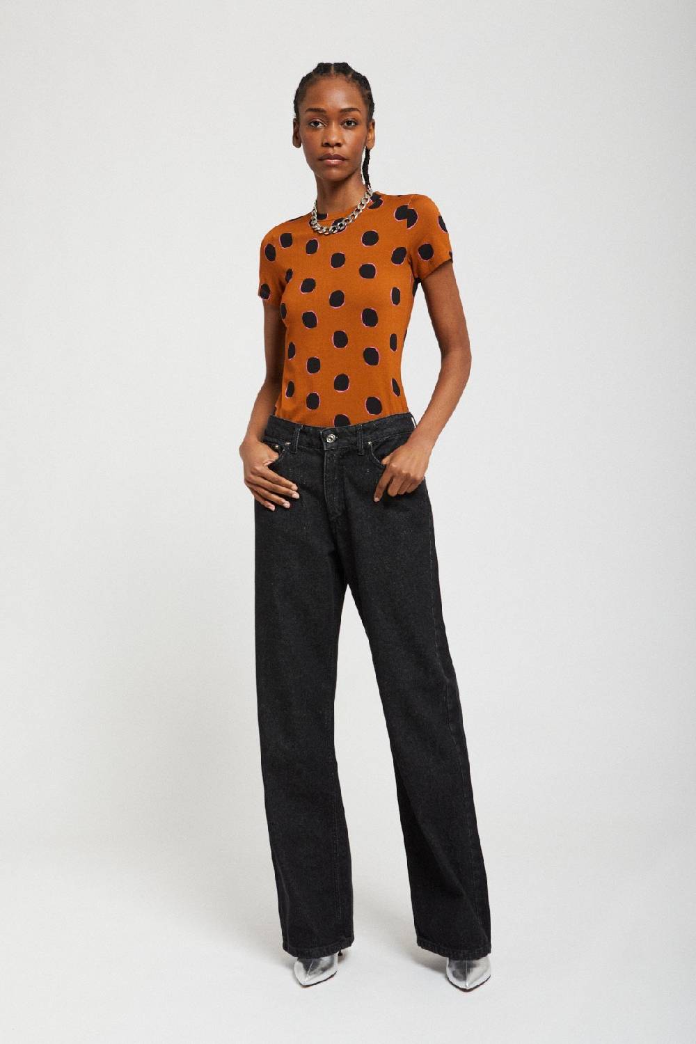 ottod'Ame Printed viscose T-shirt with short sleeves