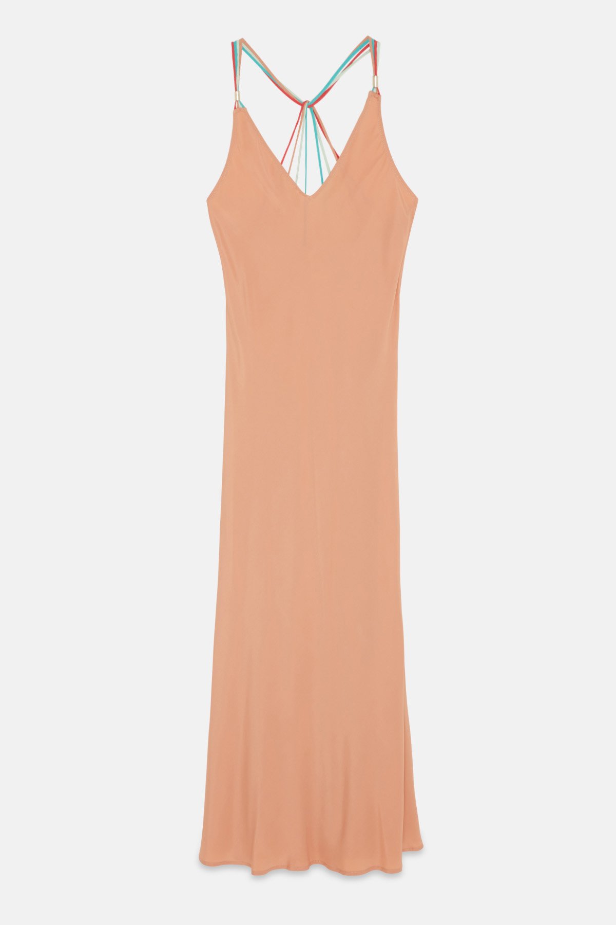 Ottod'Ame Silk Blend Long Dress With Contrasting Straps