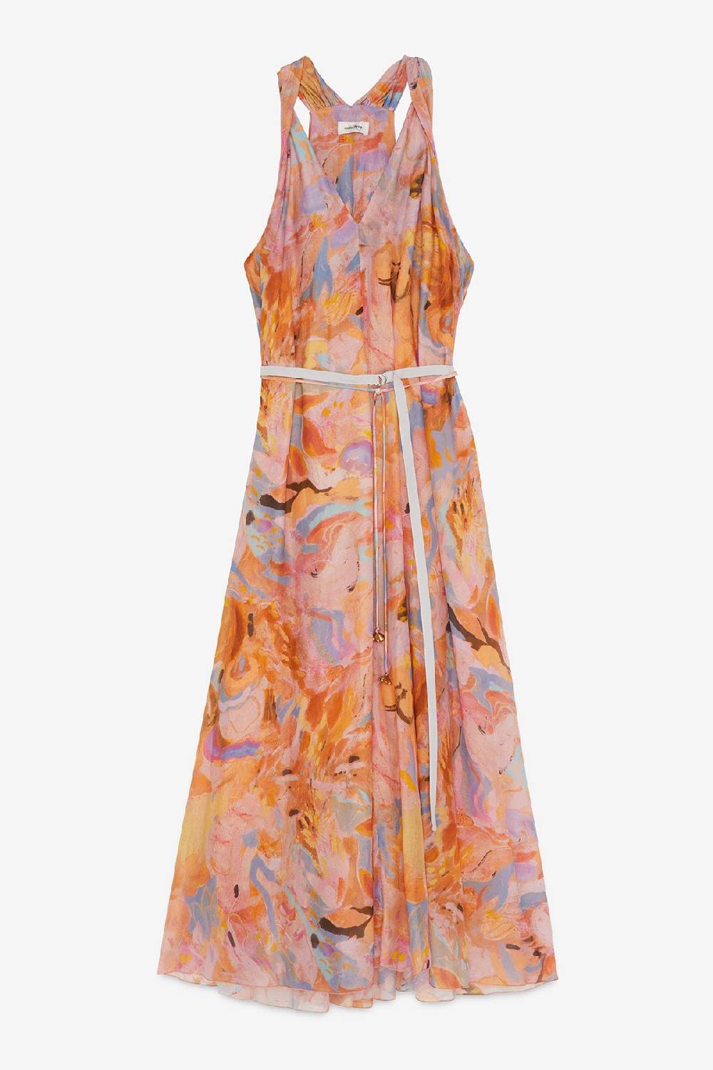 Ottod'Ame Silk Blend Long Dress With Foulard Neckline