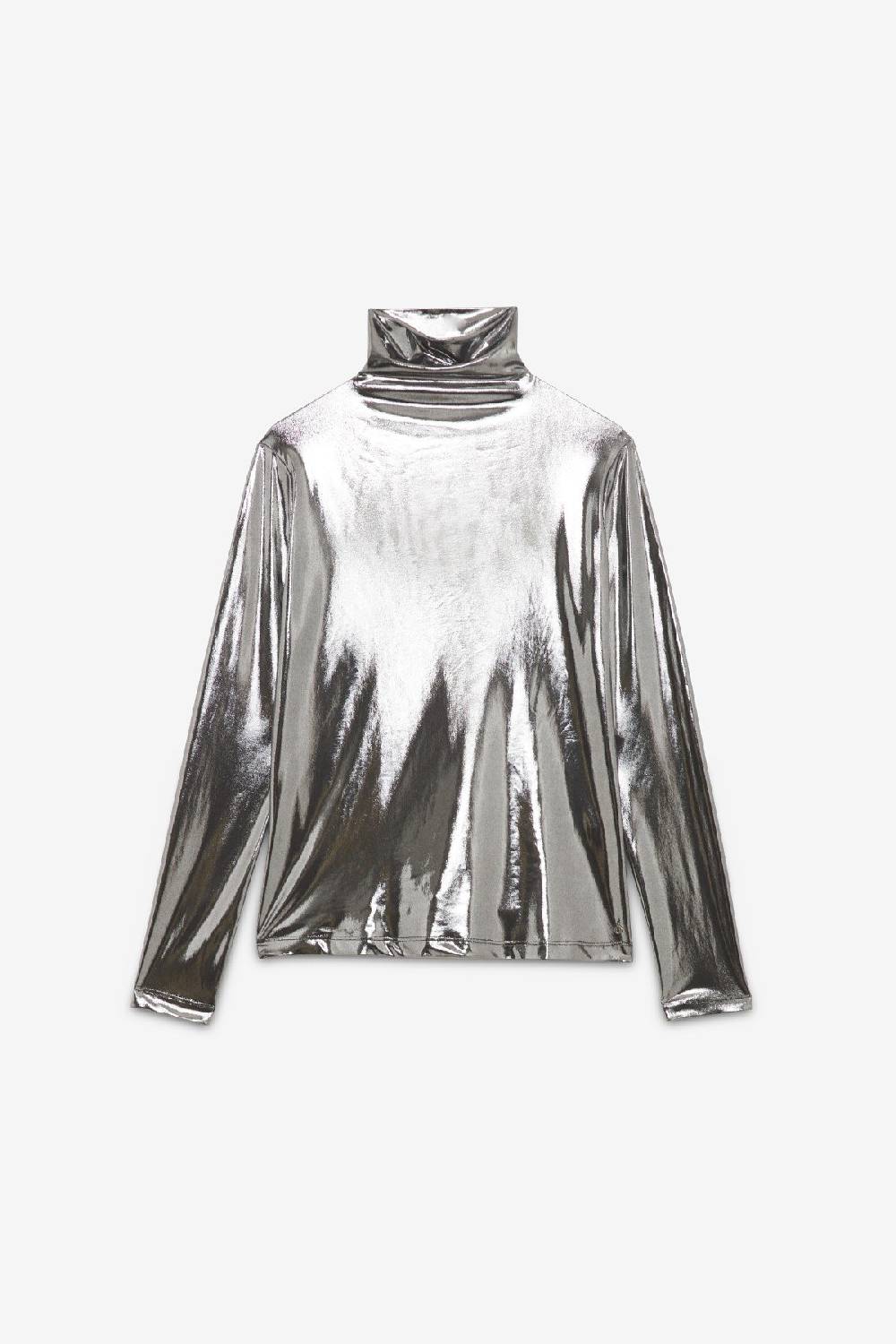 Ottod'Ame Stretch Turtleneck T-shirt With Vinyl Effect