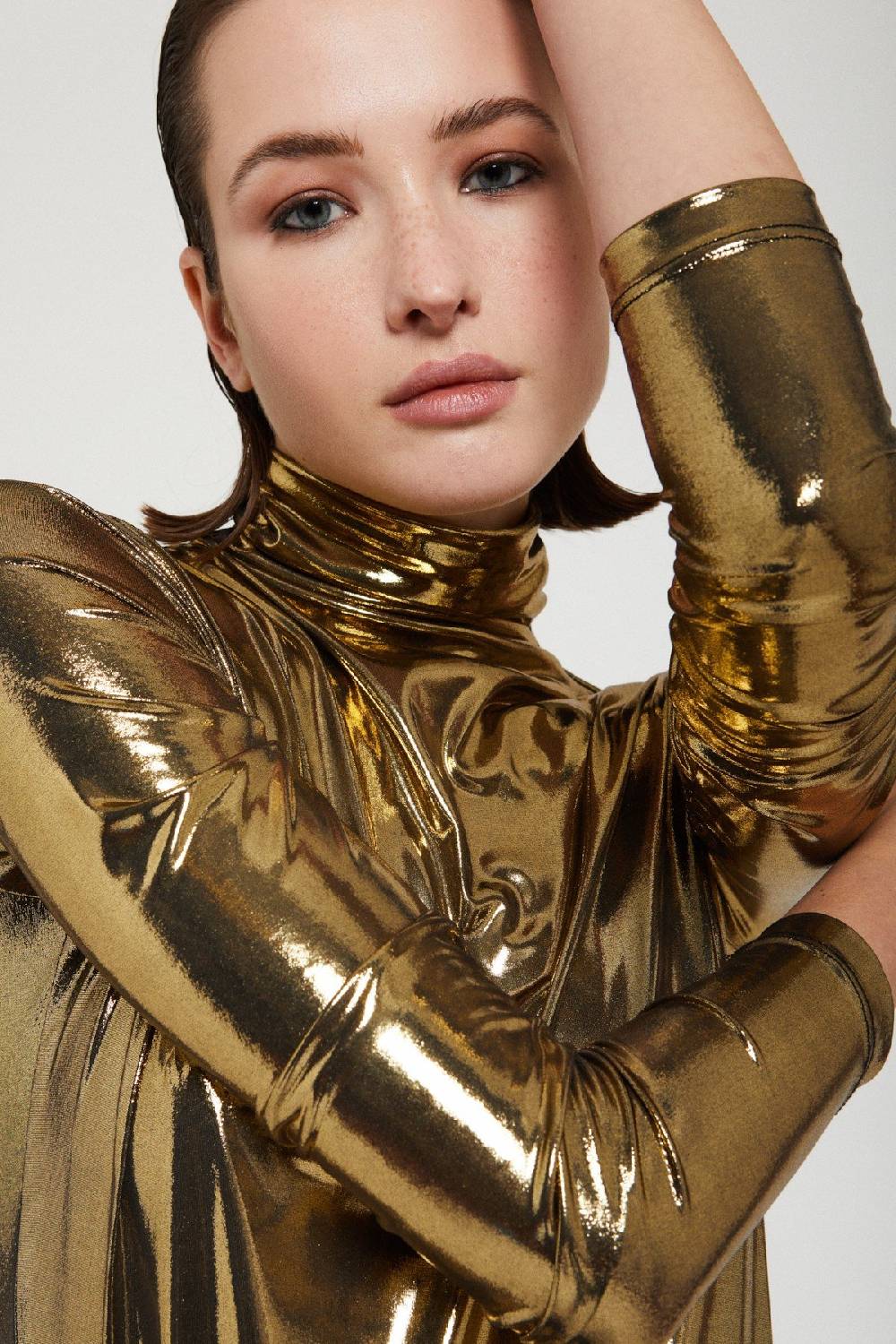 Ottod'Ame Stretch Turtleneck T-shirt With Vinyl Effect