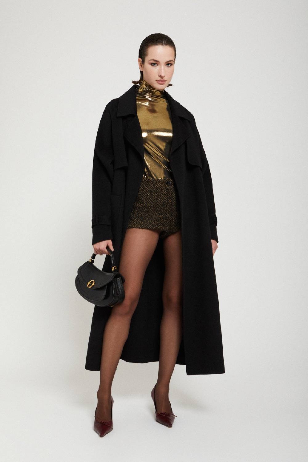 Ottod'Ame Stretch Turtleneck T-shirt With Vinyl Effect