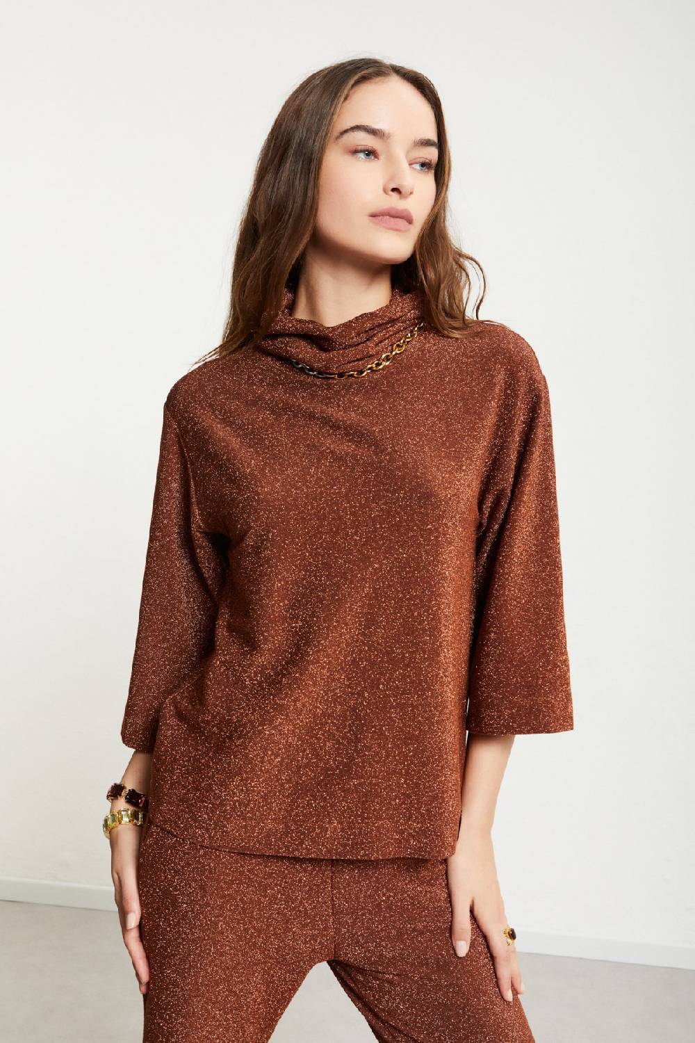 Ottod'Ame Viscose Blouse With Lurex And Flared Sleeves