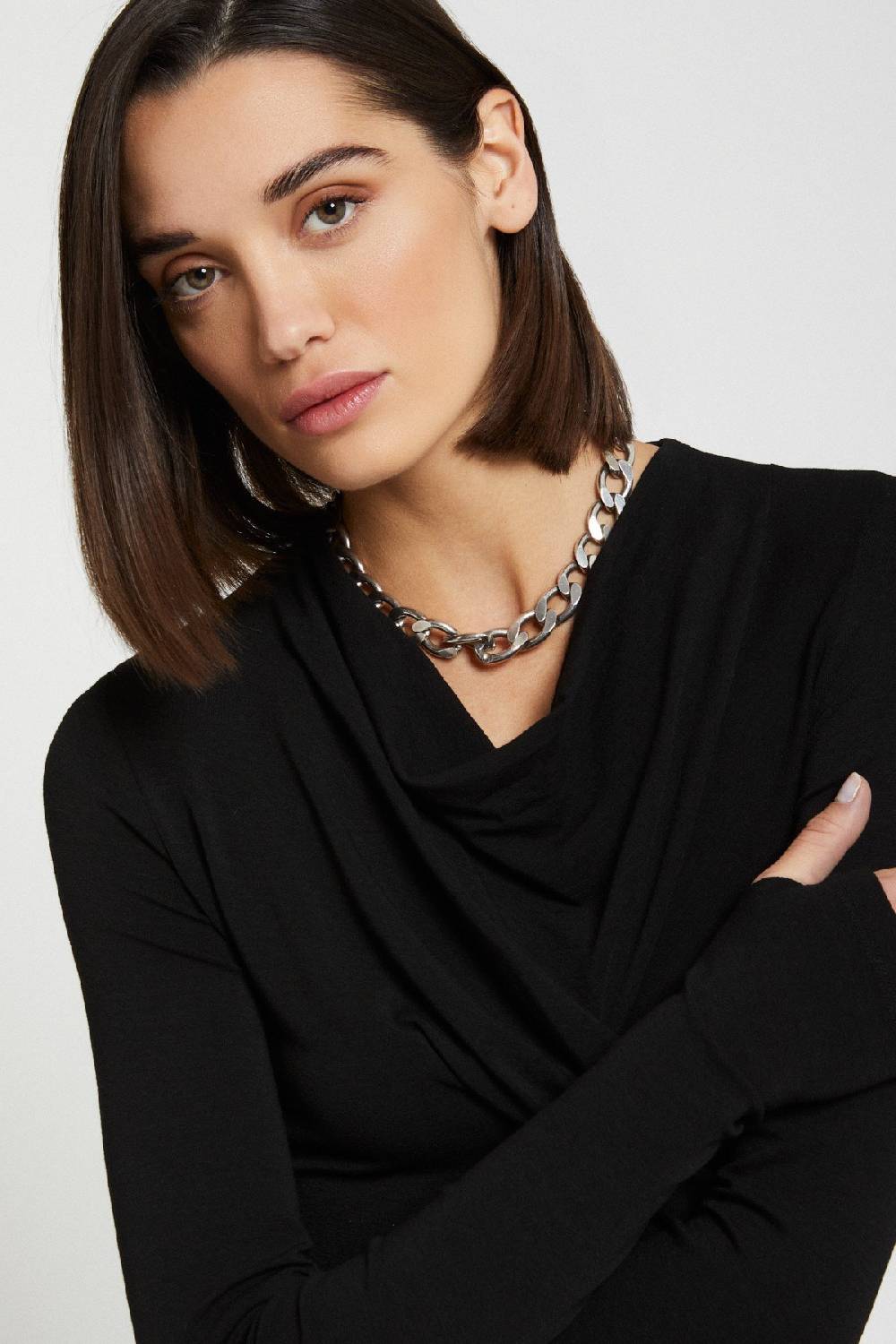 Ottod'Ame Viscose Long Dress With Pleats On The Neck