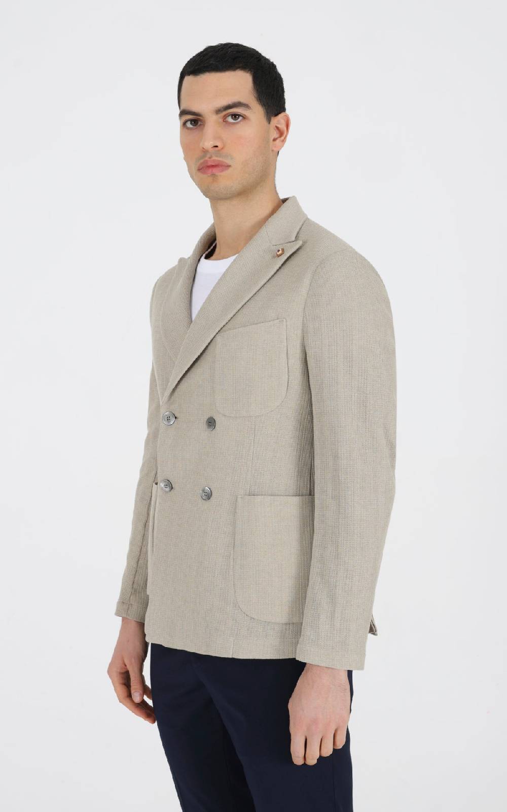 Outfit Italy Giacca Doppiopetto Decostruita In Tessuto Maglia