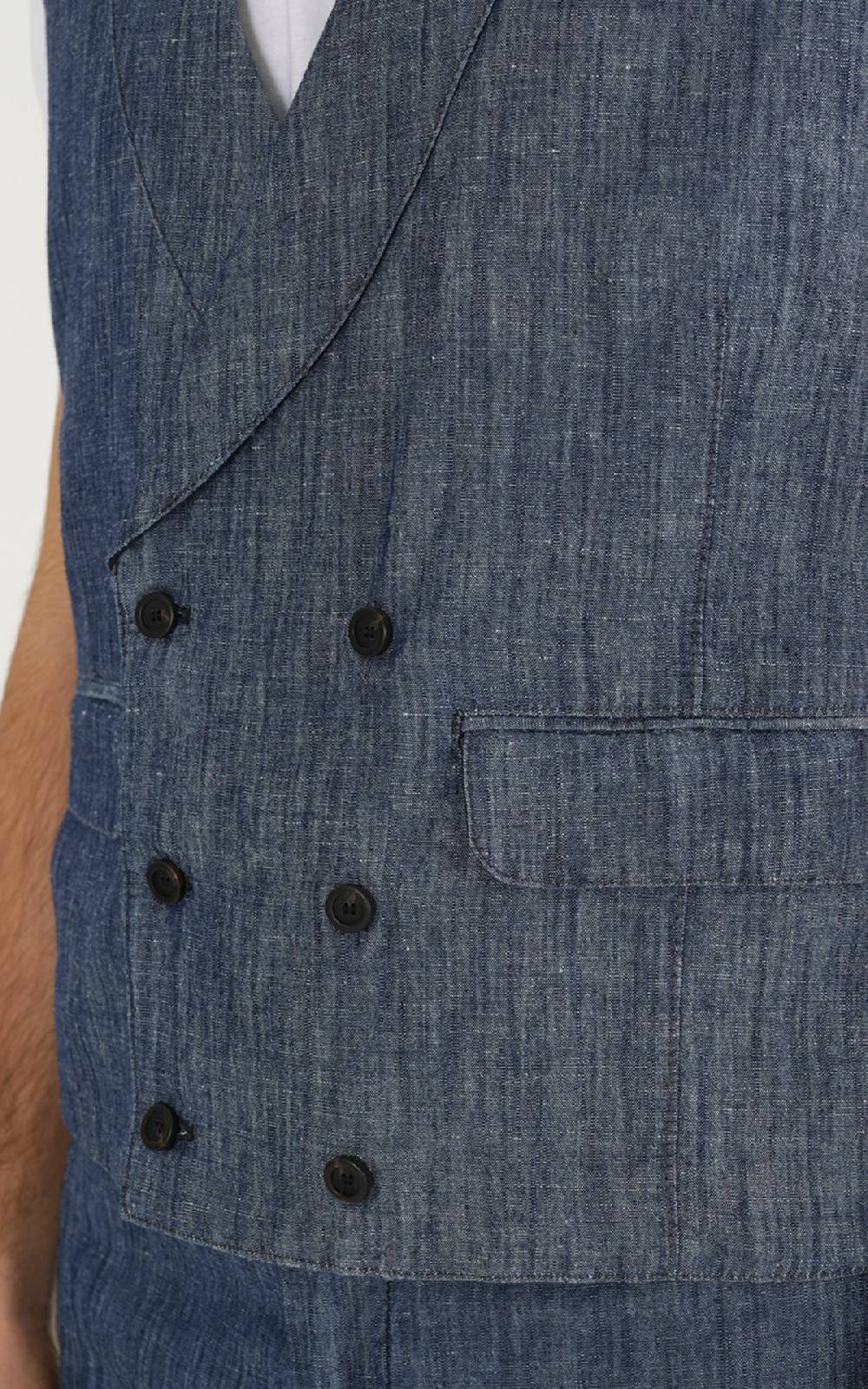 Outfit Italy Gilet Doppiopetto In Tessuto Effetto Denim