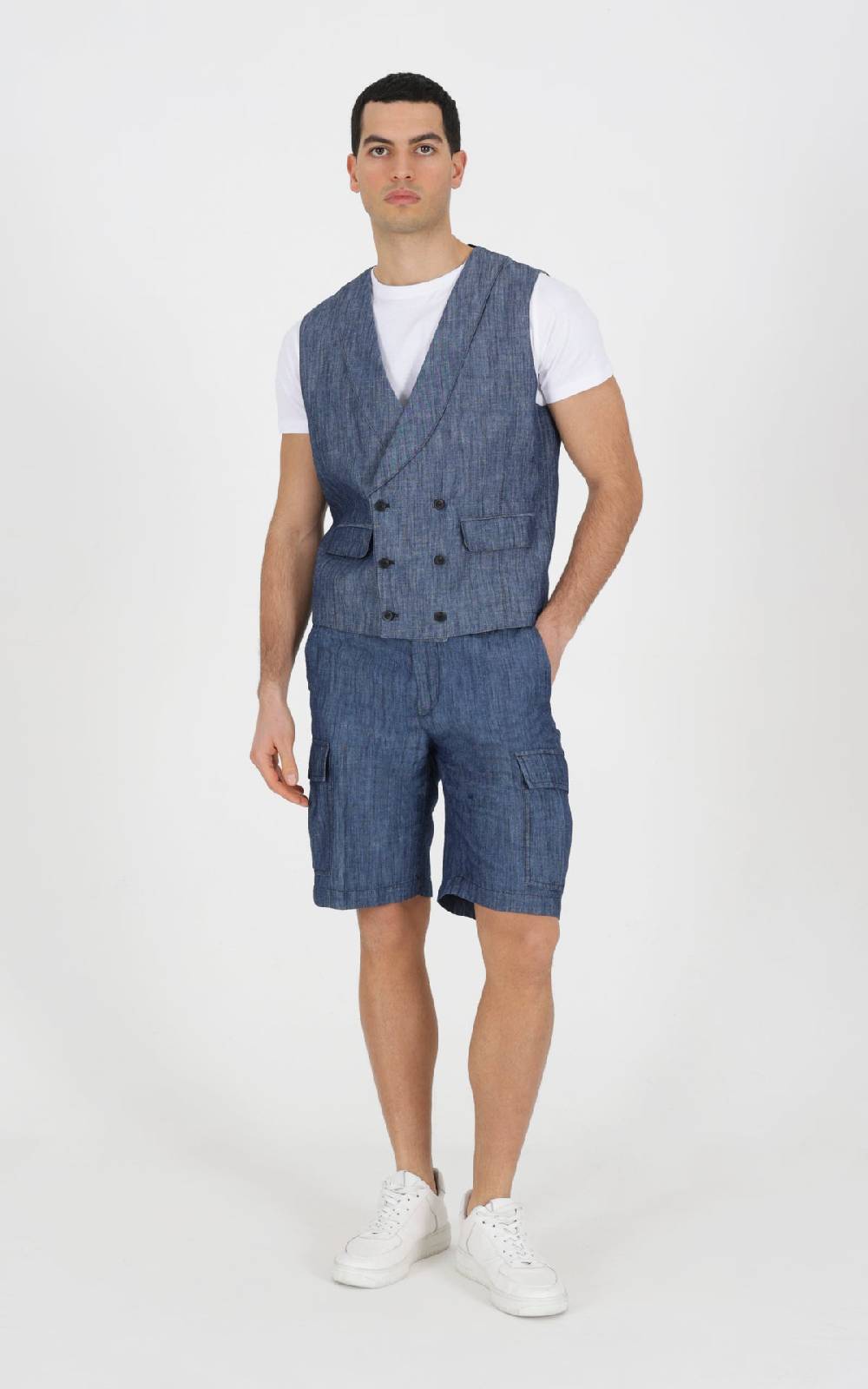 Outfit Italy Gilet doppiopetto in tessuto effetto denim