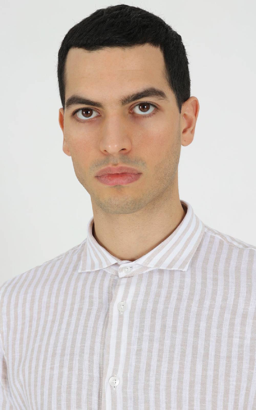 Outfit Italy Camicia Francese In Misto Lino Rigato