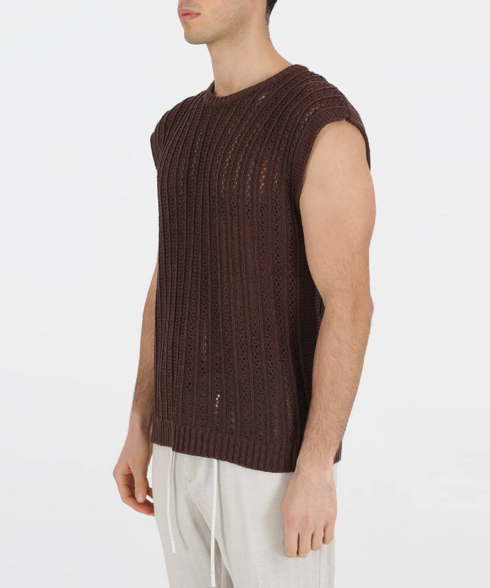 Over D GILET OVER IN MAGLIA CON TRAFORI