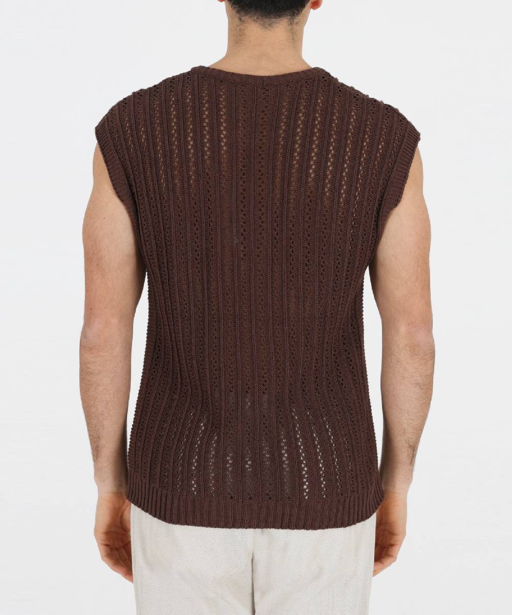 Over D GILET OVER IN MAGLIA CON TRAFORI