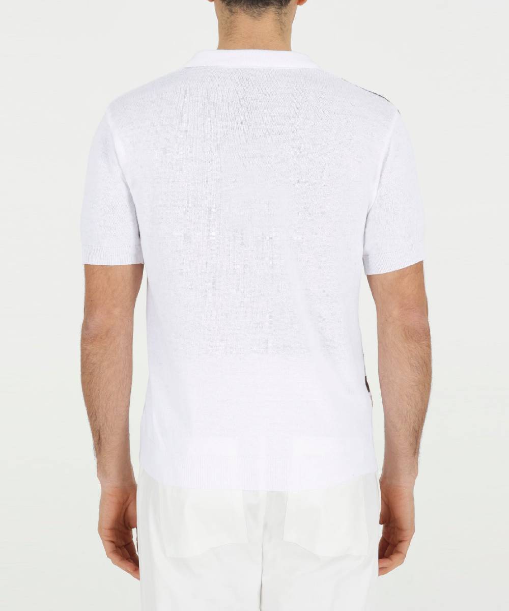 Over D MAGLIA MODELLO POLO CON TRAFORI RIGATA