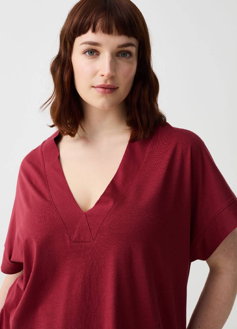 Ovs Abito Essential Corto In Jersey Con Scollo A V Curvy