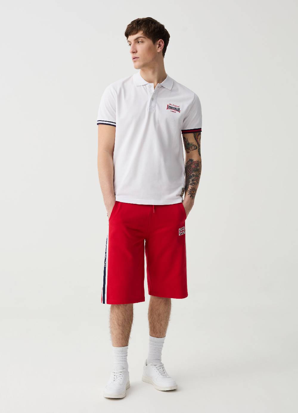 Ovs Bermuda jogger bande a contrasto con stampa logo