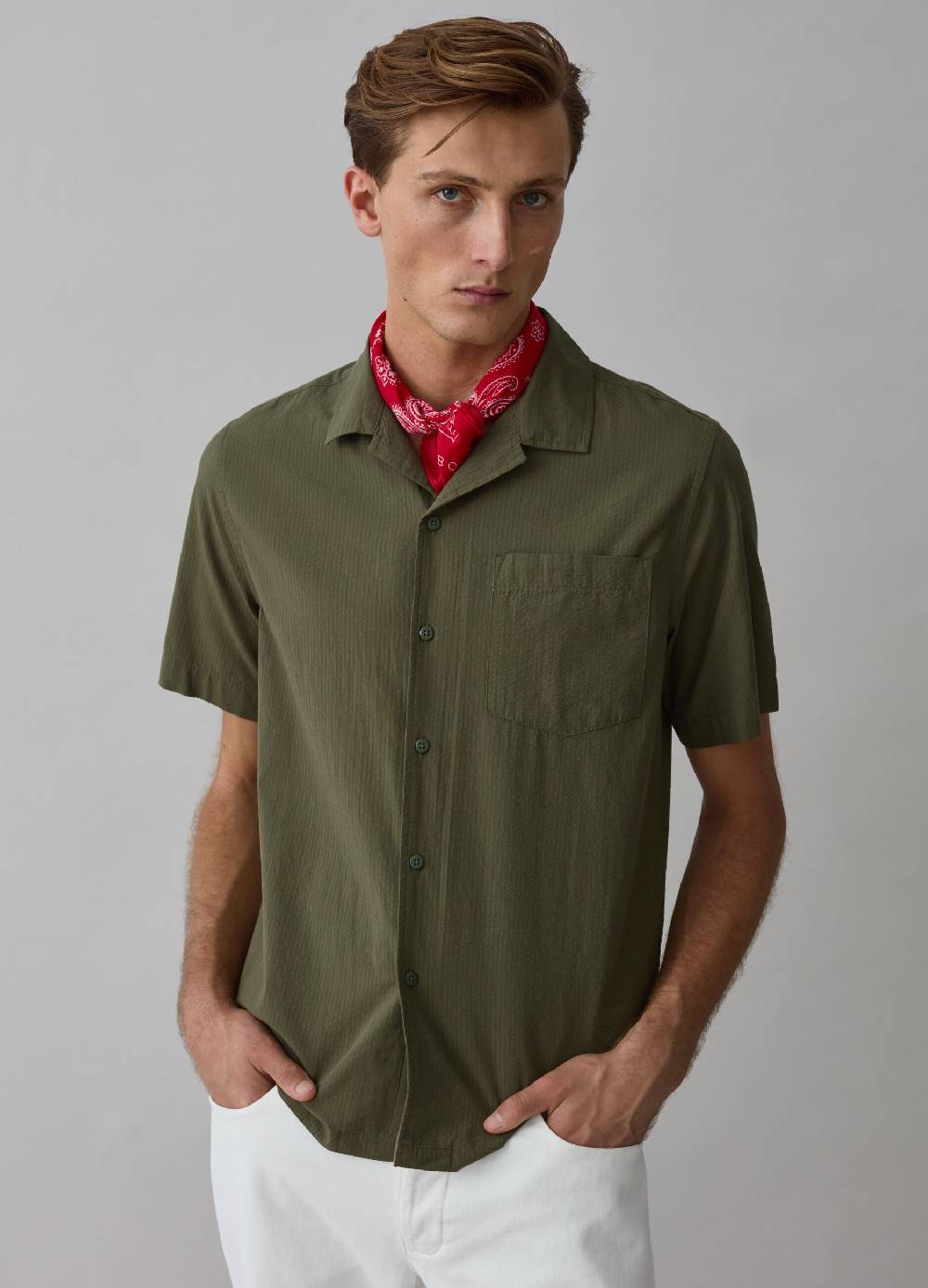 Ovs Camicia A Maniche Corte In Seersucker Con Tasca