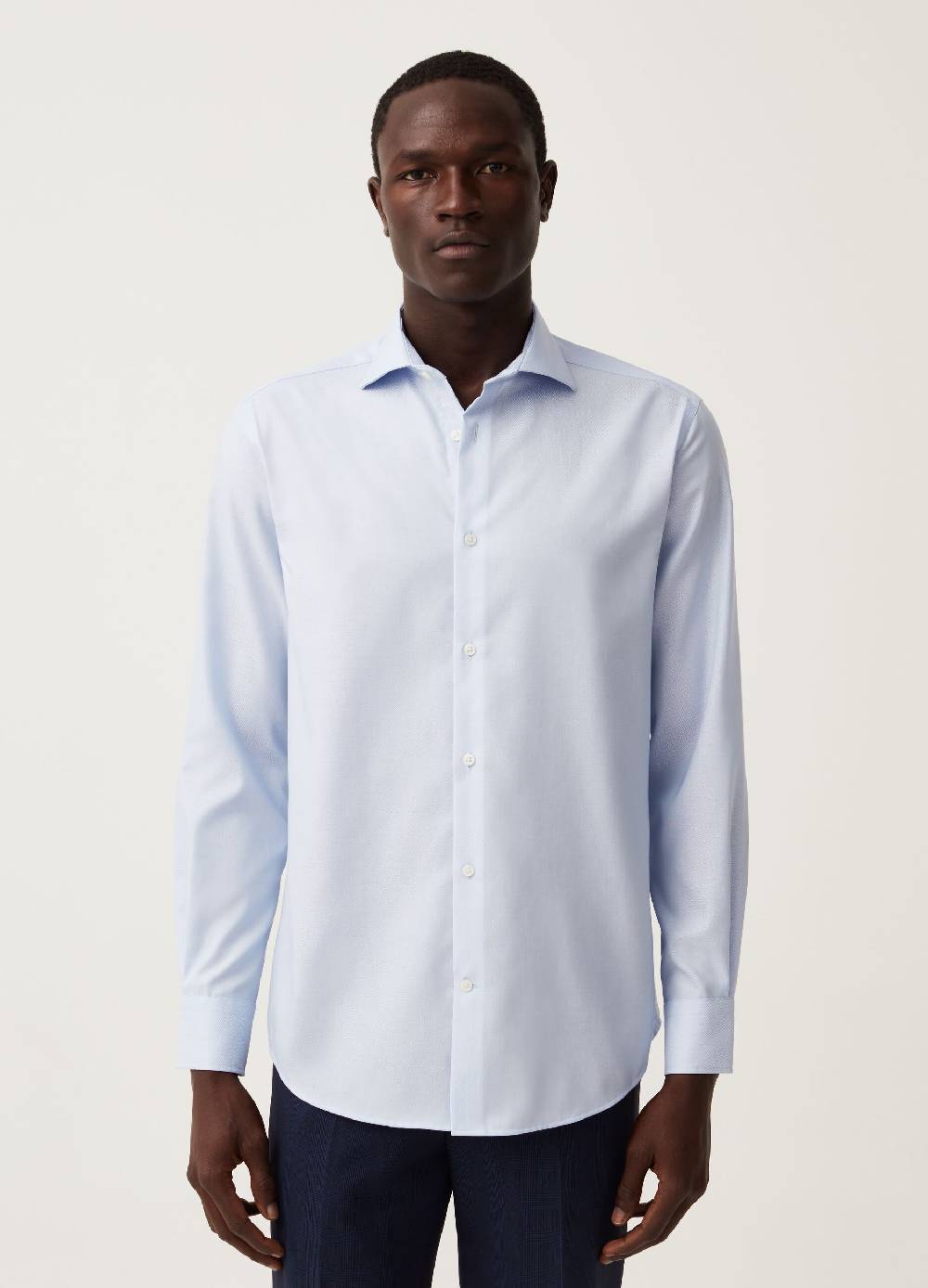Ovs Camicia Regular Fit In Cotone No Stiro Tinta Unita