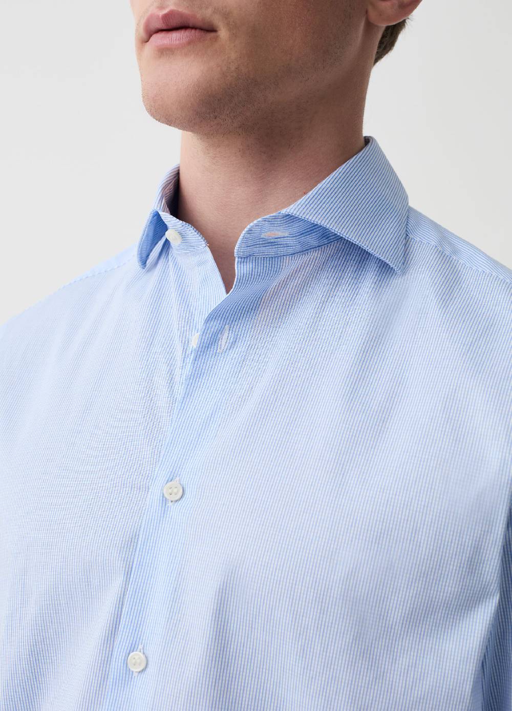Ovs Camicia Regular Fit In Cotone Stretch A Righe Sottili