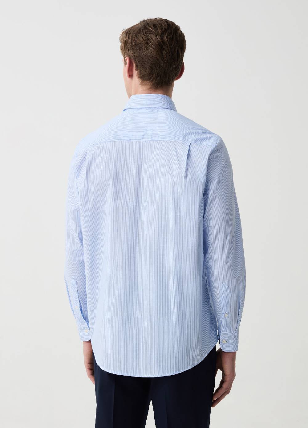 Ovs Camicia Regular Fit In Cotone Stretch A Righe Sottili