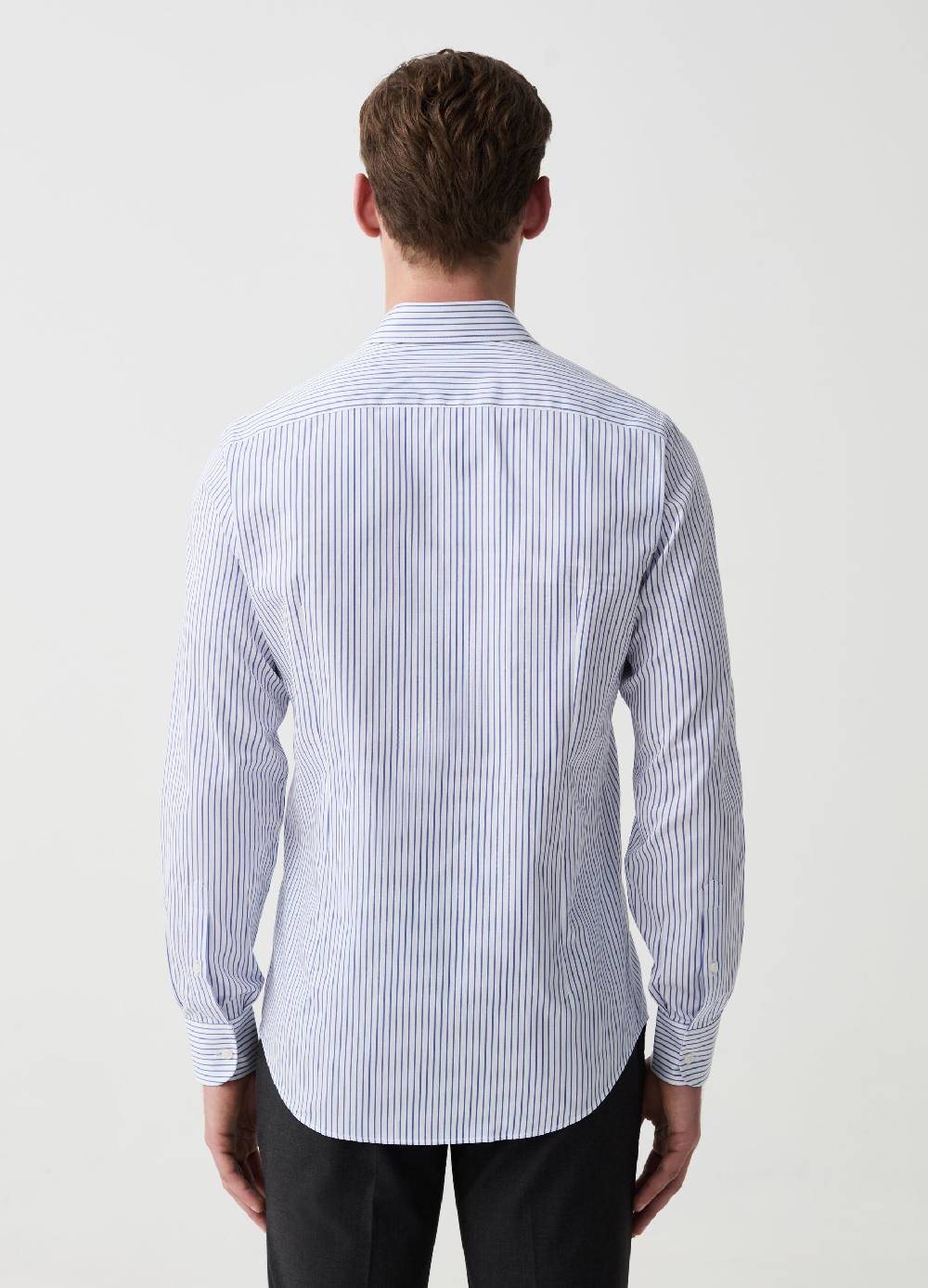 Ovs Camicia Slim Fit In Cotone Doppio Ritorto A Righe