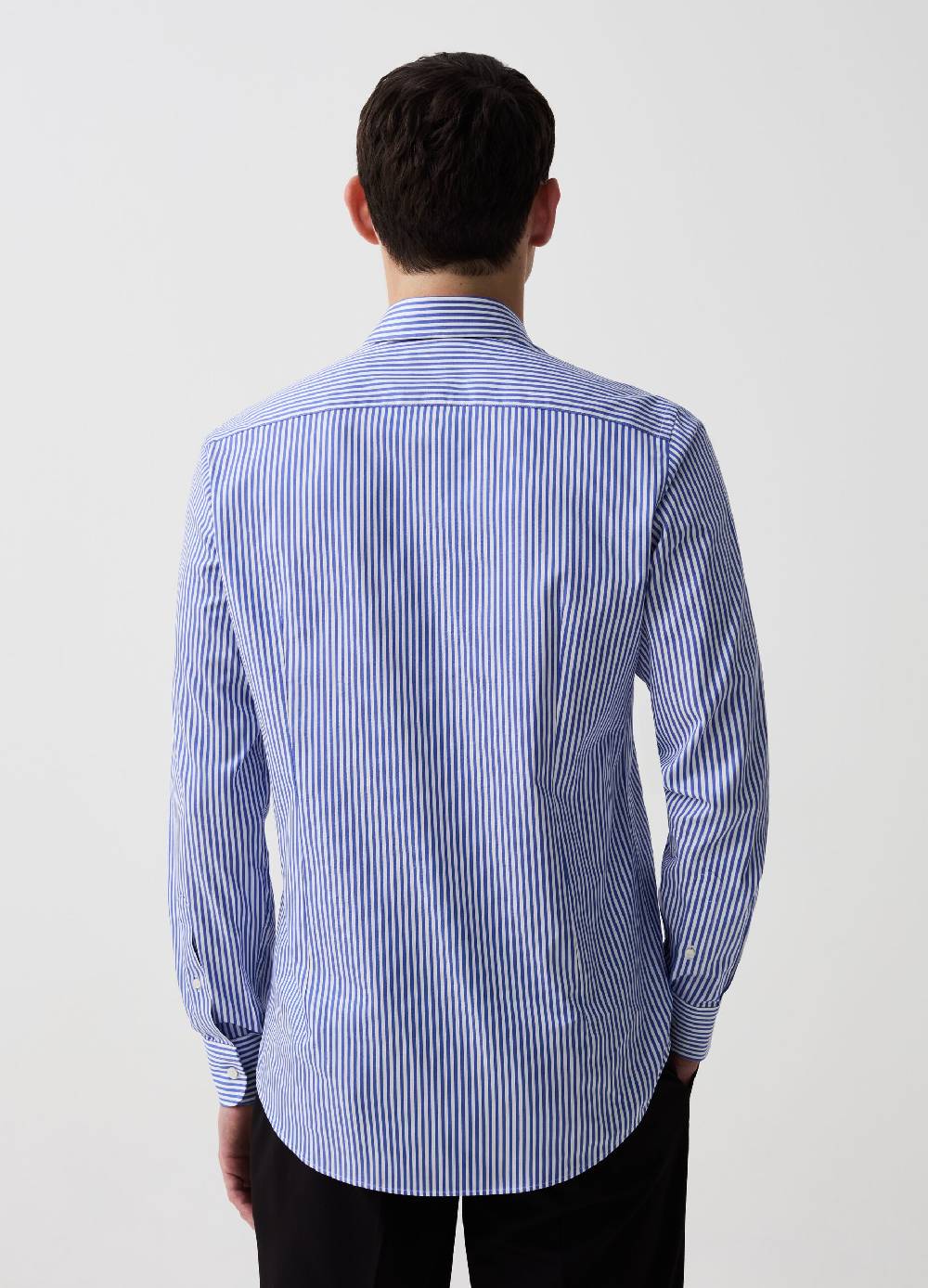 Ovs Camicia Slim Fit In Cotone Doppio Ritorto A Righe