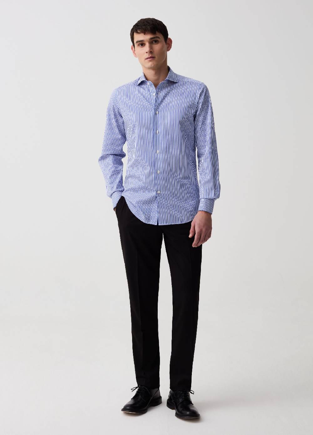 Ovs Camicia slim fit in cotone doppio ritorto a righe