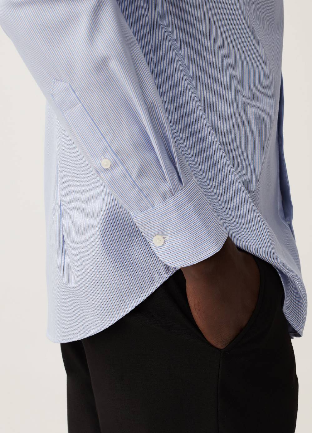 Ovs Camicia Slim Fit In Cotone No Stiro A Righe Sottili