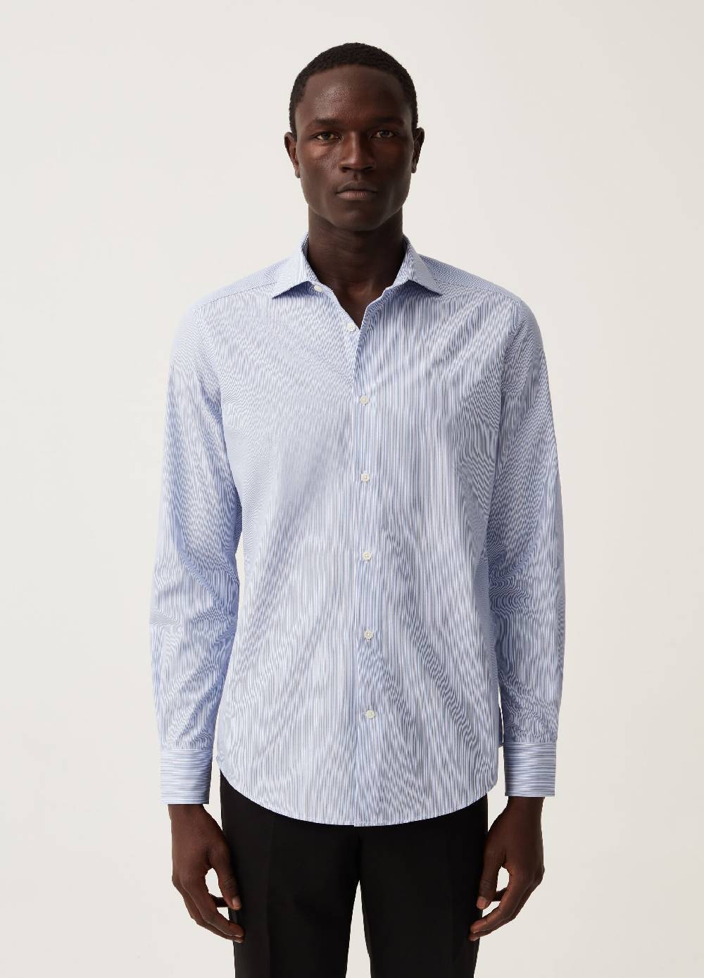 Ovs Camicia slim fit in cotone no stiro a righe sottili