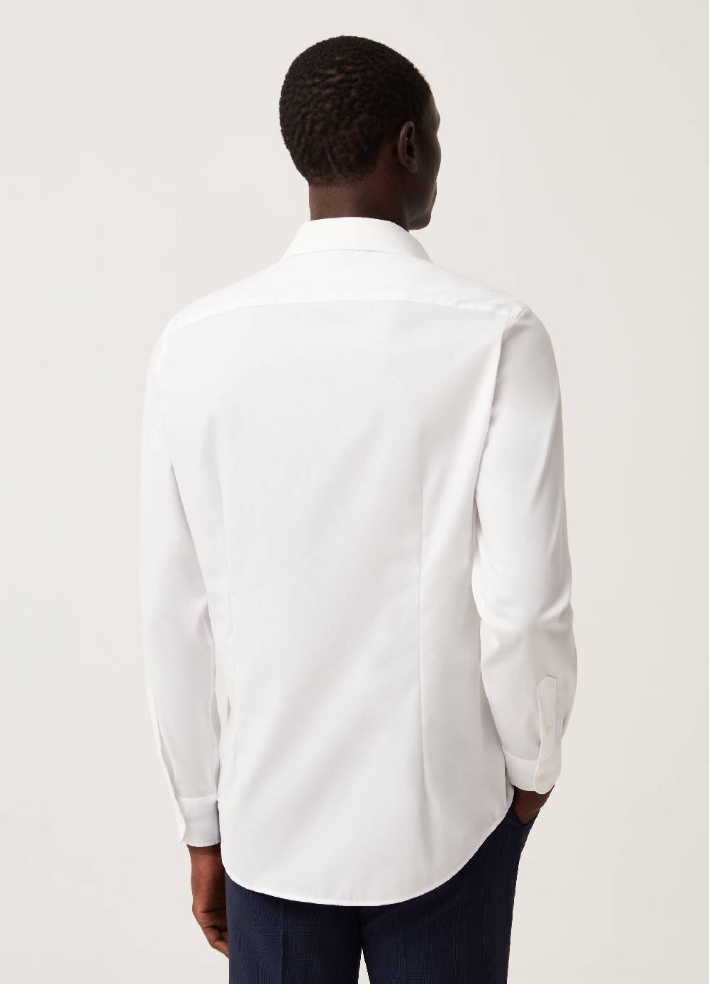 Ovs Camicia Slim Fit In Cotone No Stiro Tinta Unita