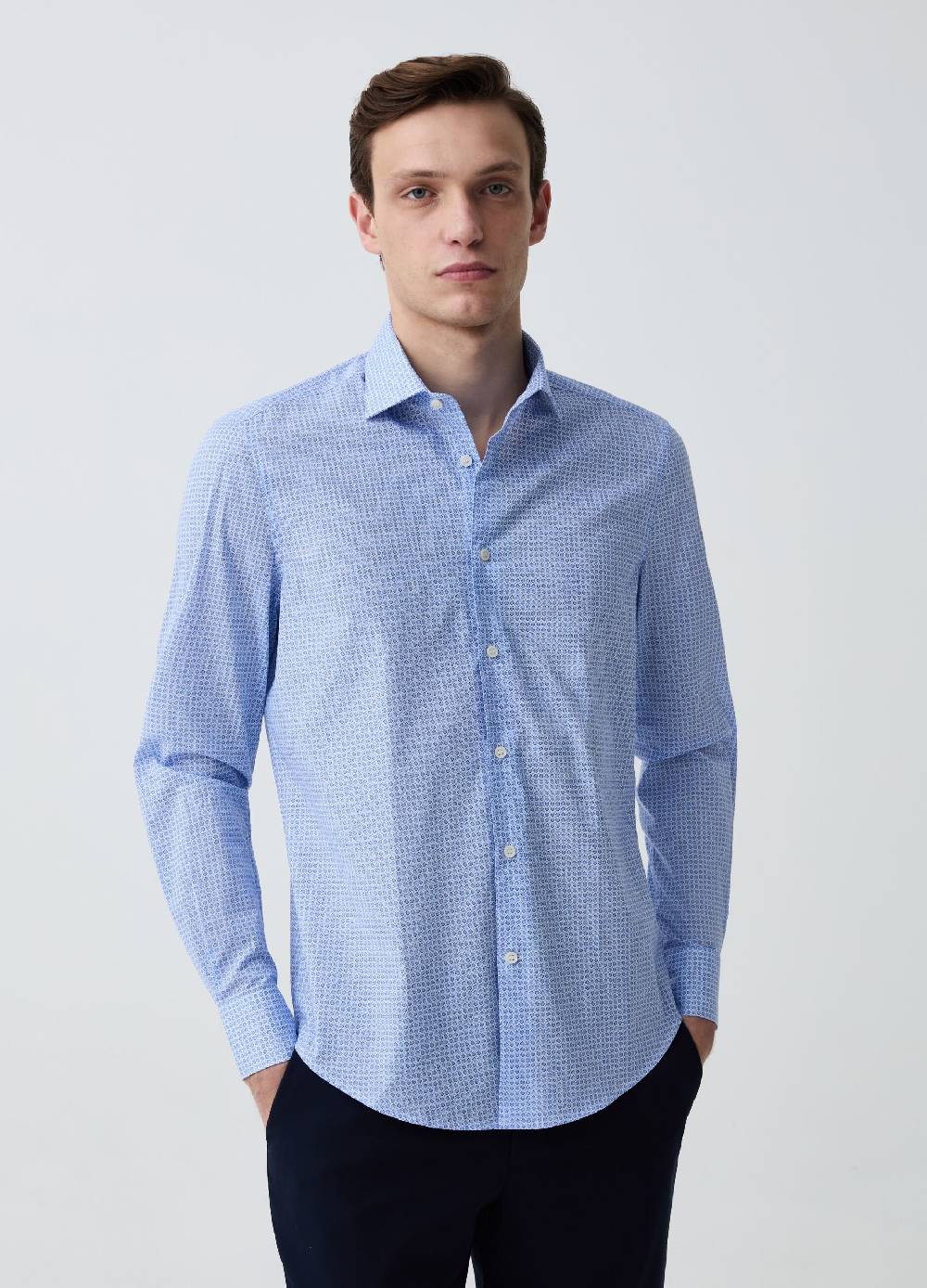 Ovs Camicia slim fit in cotone stretch micro fantasia