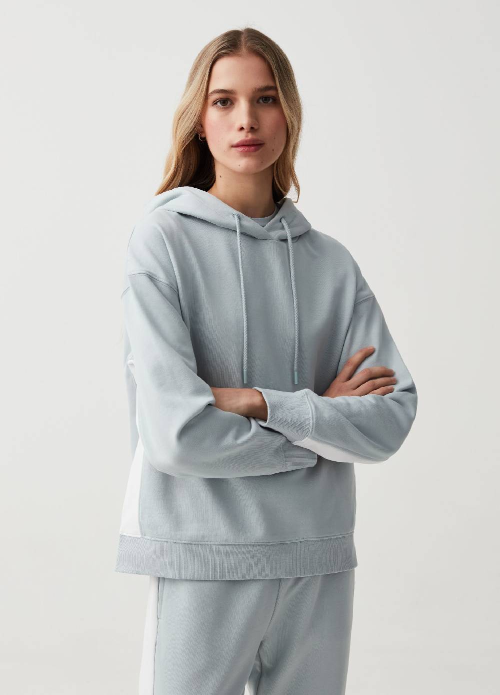 Ovs Felpa Essential Con Cappuccio E Bande A Contrasto