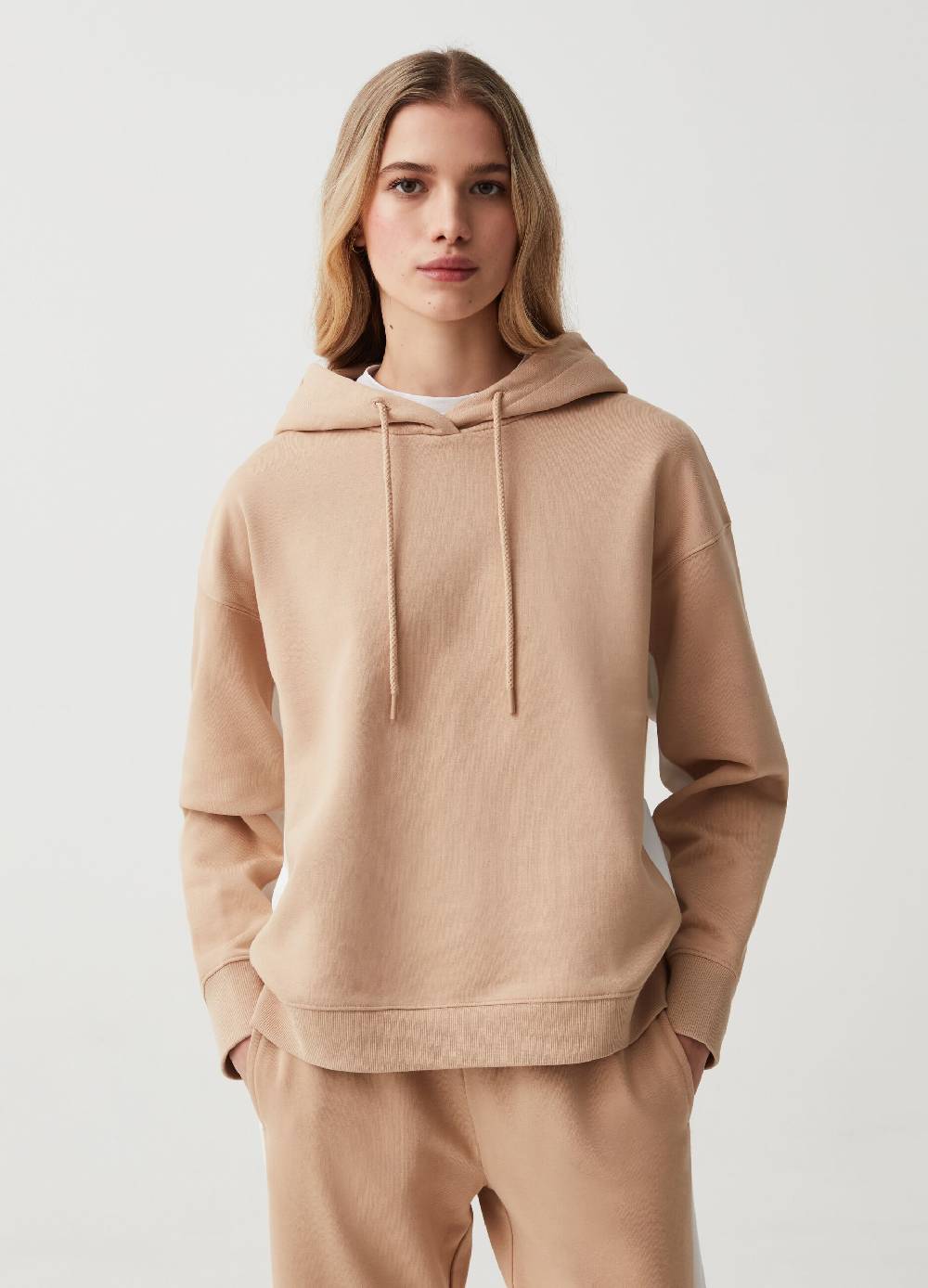 Ovs Felpa Essential con cappuccio e bande a contrasto