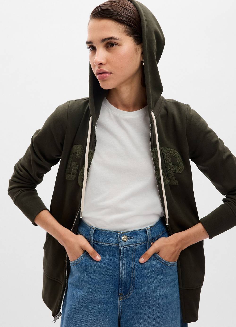 Ovs Full-zip in French Terry applicazione logo boucle