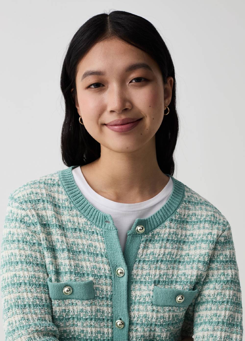 Ovs Giacca Cardigan Effetto Tweed Con Bottoni Lucidi