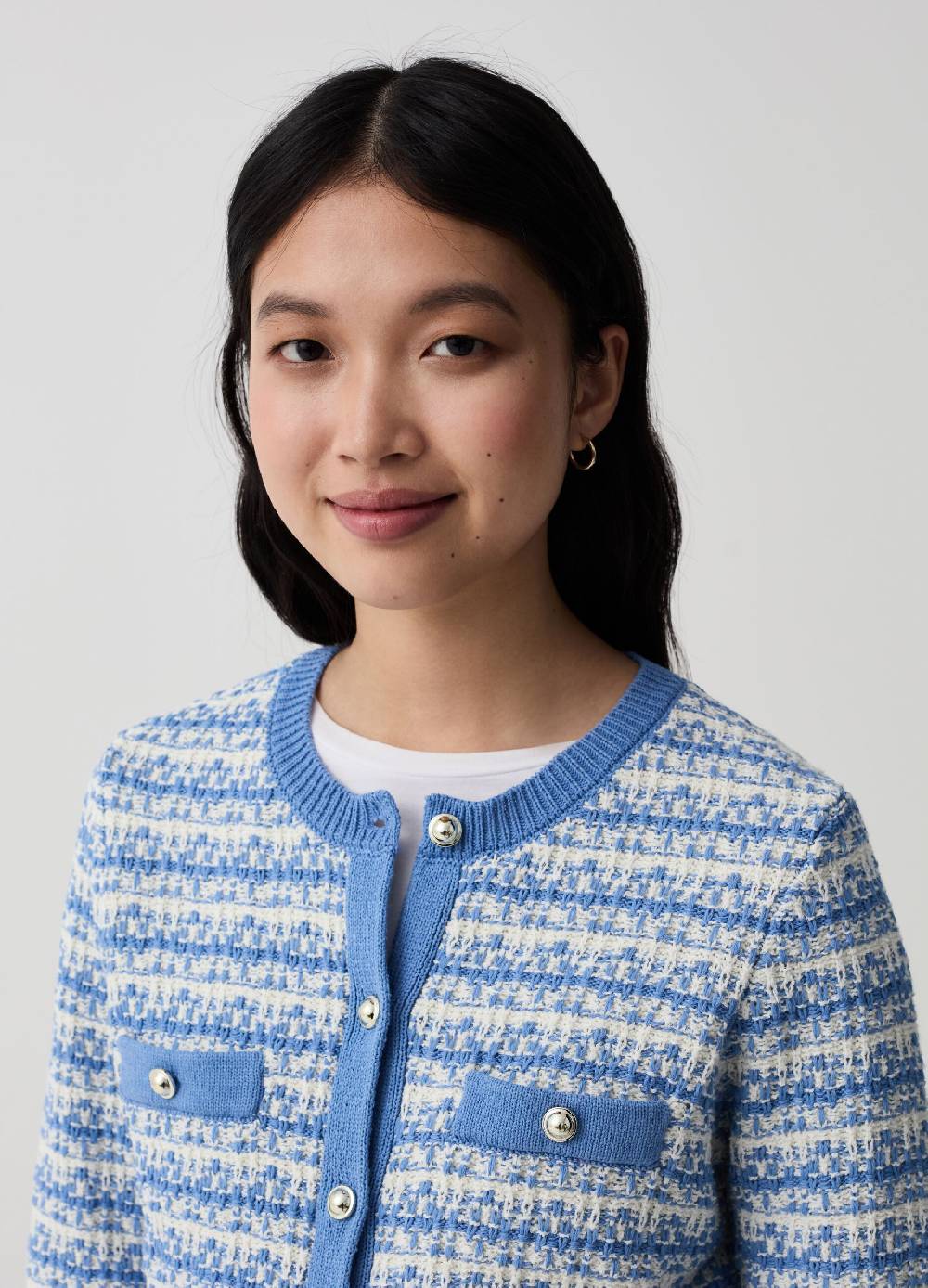 Ovs Giacca Cardigan Effetto Tweed Con Bottoni Lucidi