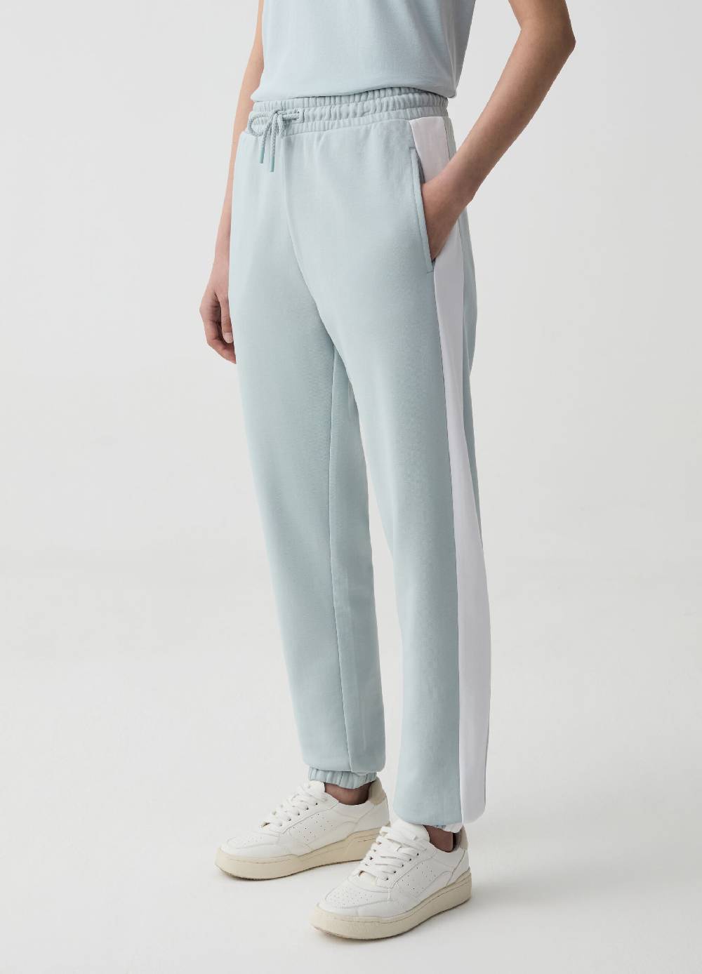 Ovs Joggers Essential In Felpa Con Bande A Contrasto