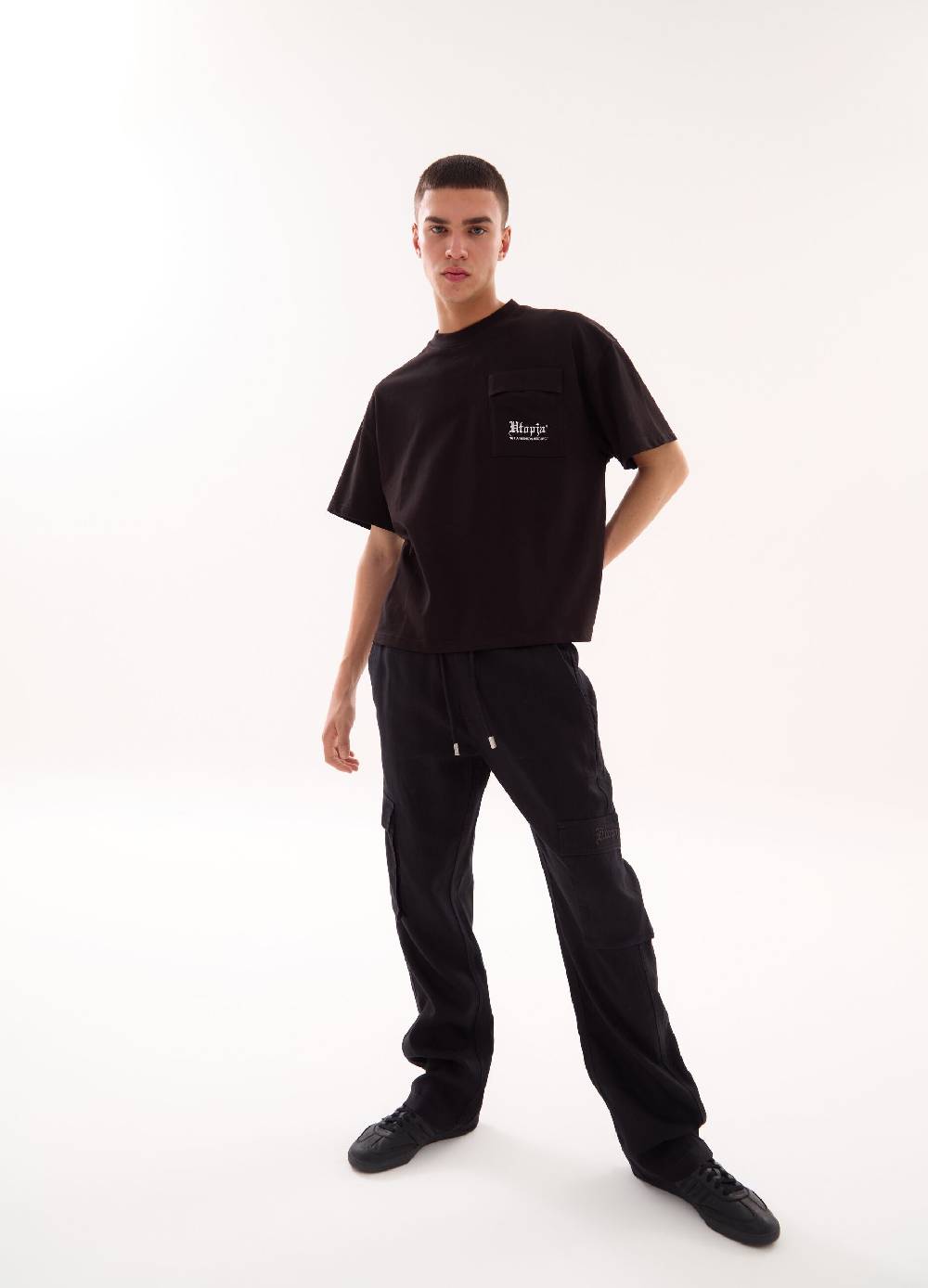 Ovs 100% Linen Cargo Pants Black