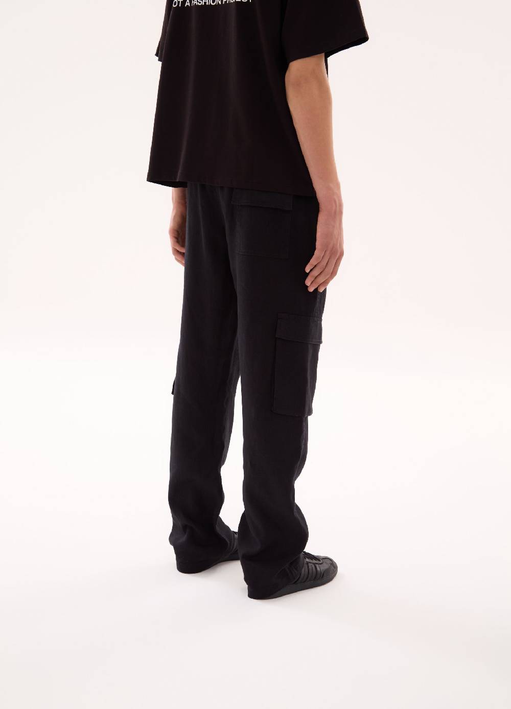 Ovs 100% Linen Cargo Pants Black